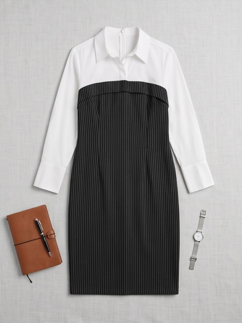 Pinstripe Black and White Dress